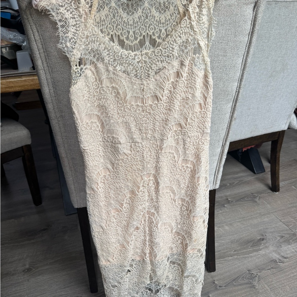 Free People Cream Lace Midi Dress